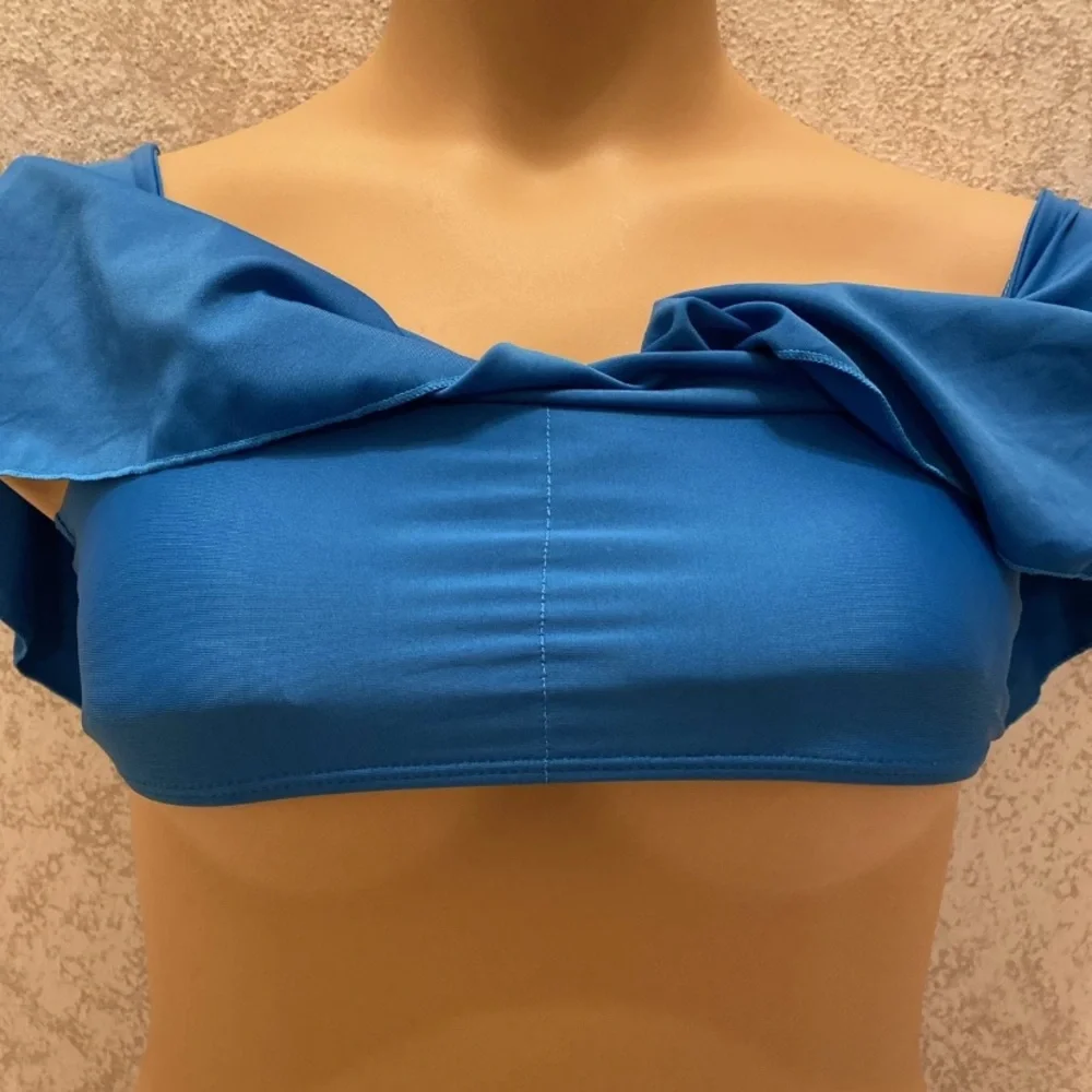 SHEIN Bold Blue Ruffle Bikini Top